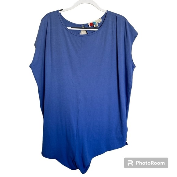 Free People Beach Blue Cotton Relaxed Fit Shorts Short sleeves romper Size XS - Picture 1 of 12